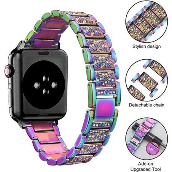 NEW Colorful Bling Rhinestone Apple Watch Band + Case main image 4